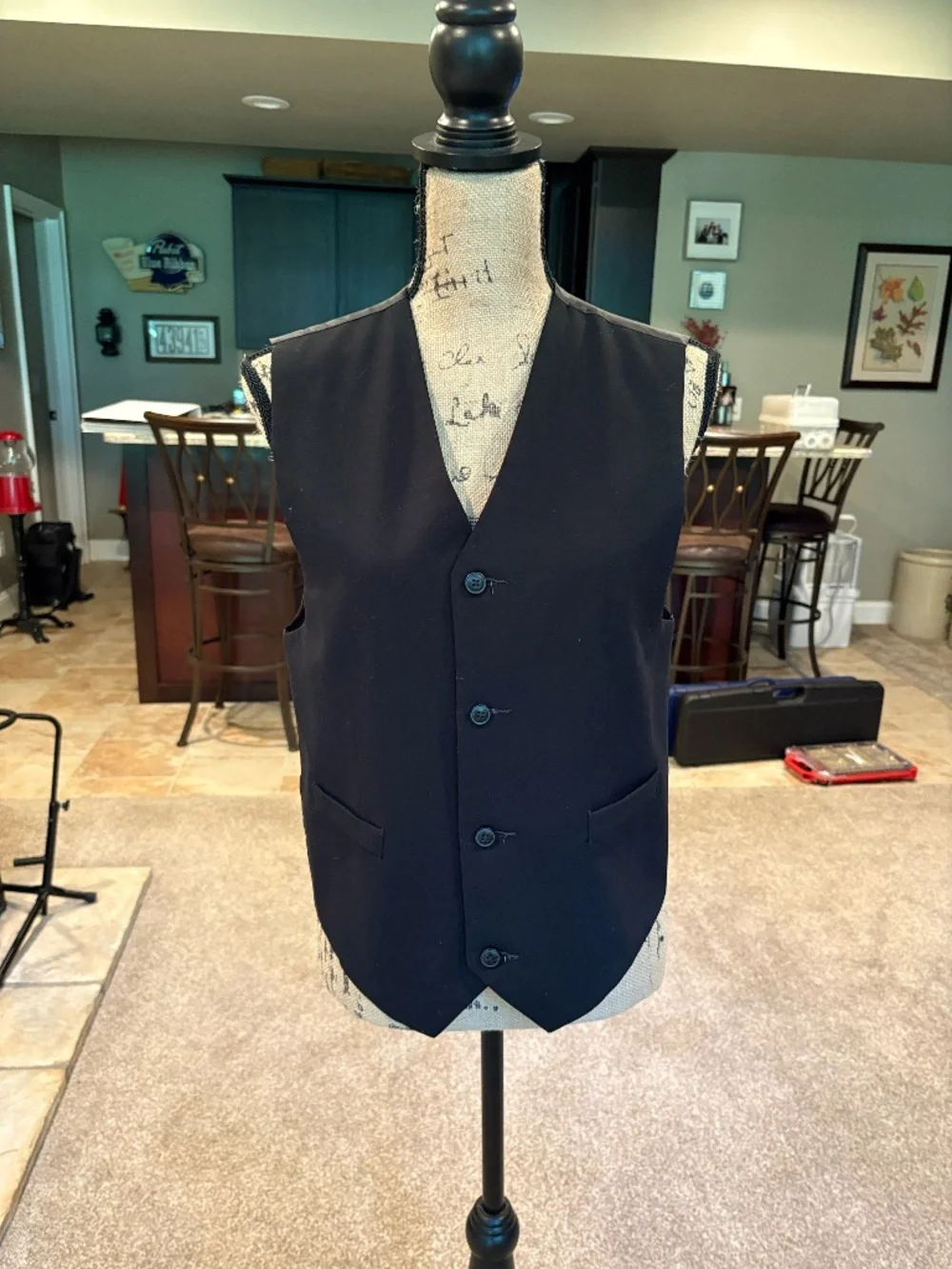 Black/Grey Reversible Suit Vest, Size Small